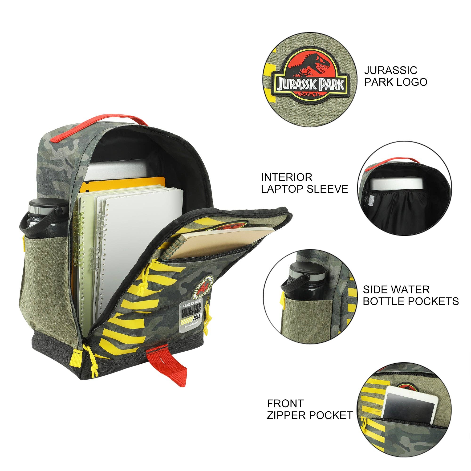 Jurassic Park Logo 16" Tan & Camo Backpack