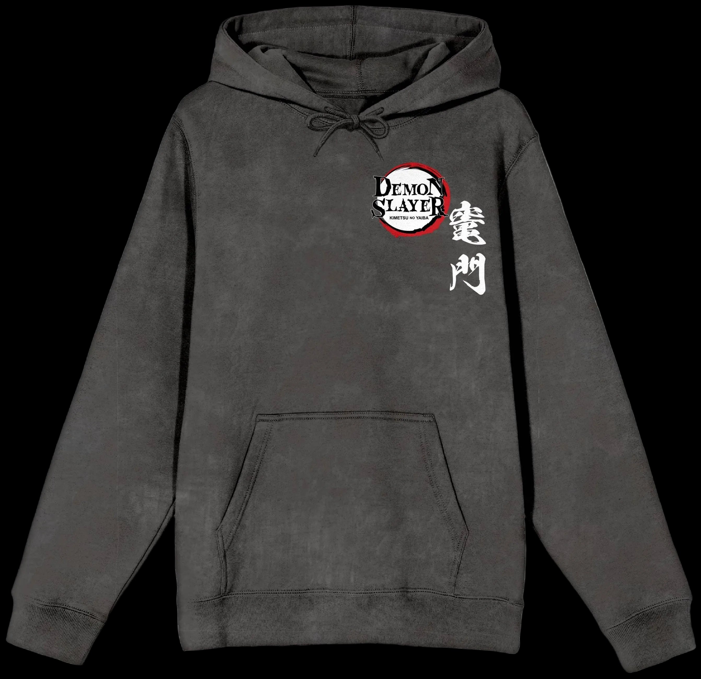 Demon Slayer Tanjiro Character Art Men’s Charcoal Mineral Wash Long Sleeve Hooded Sweatshirt