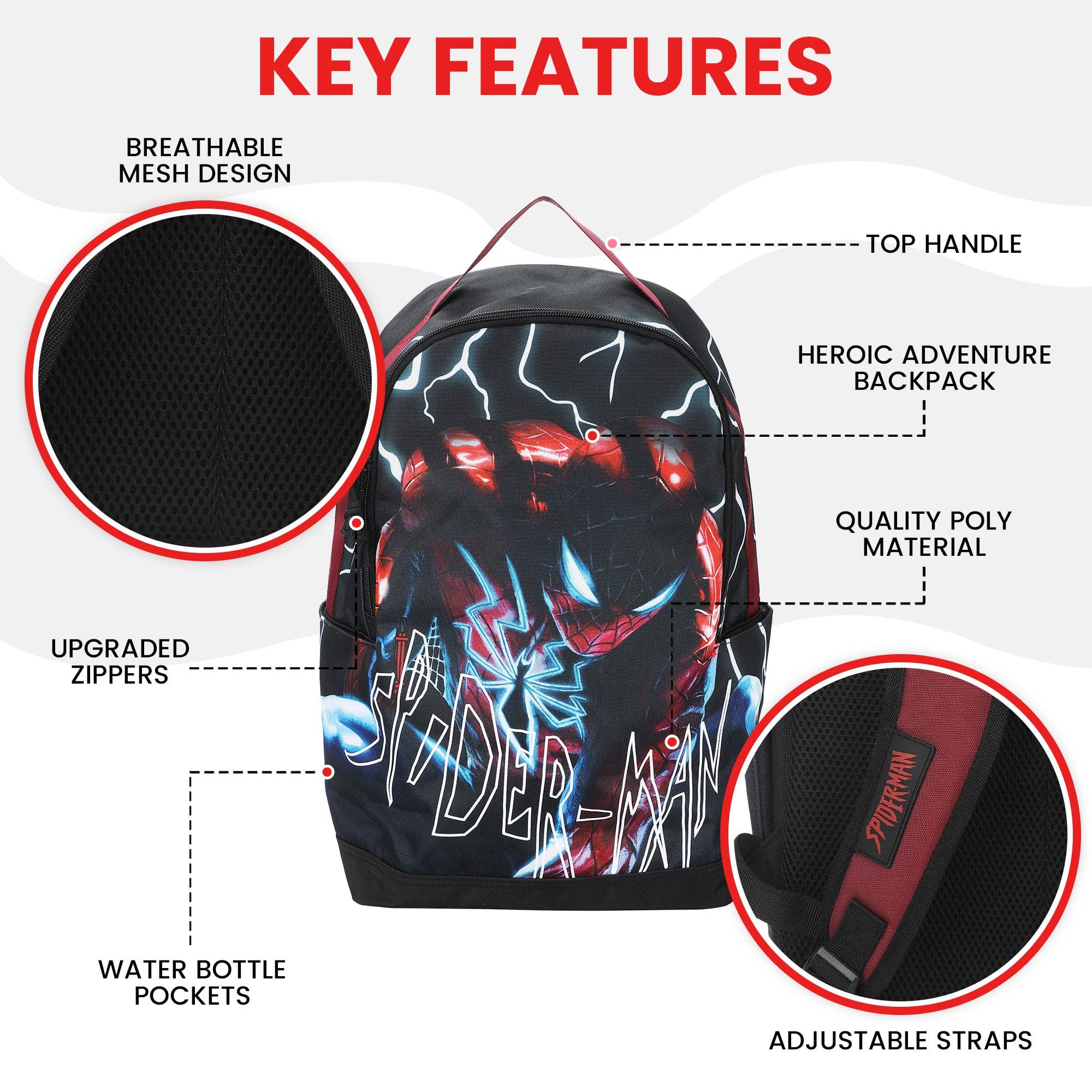 Spider-Man Classic Lightning Character Art 18.5” Adult Blue & Orange Backpack