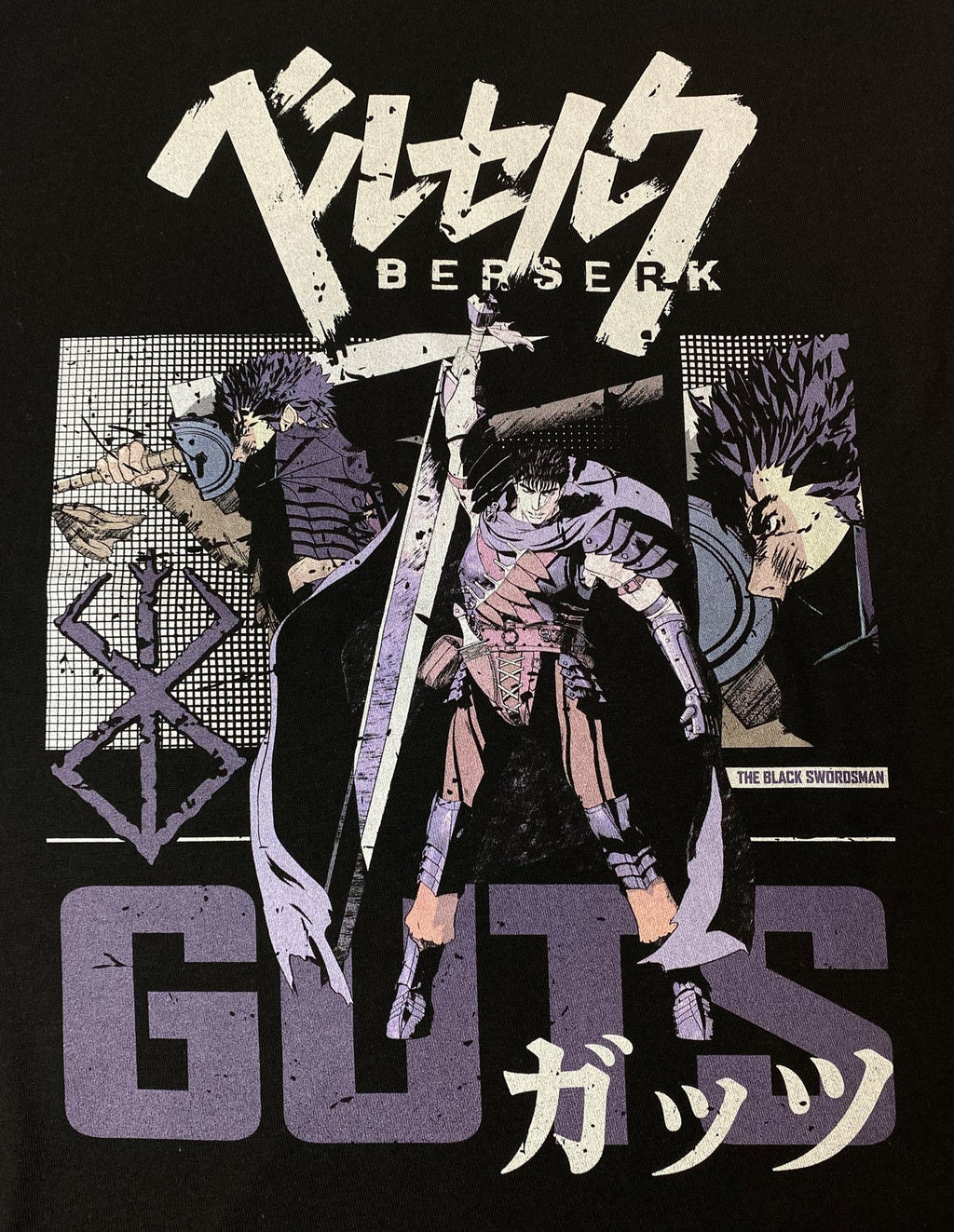 Berserk Guts Slick Squad Kanji Men's Black Short Sleeve Tee