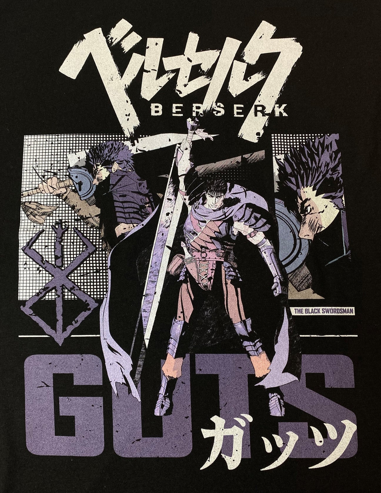 Berserk Guts Slick Squad Kanji Men's Black Short Sleeve Tee