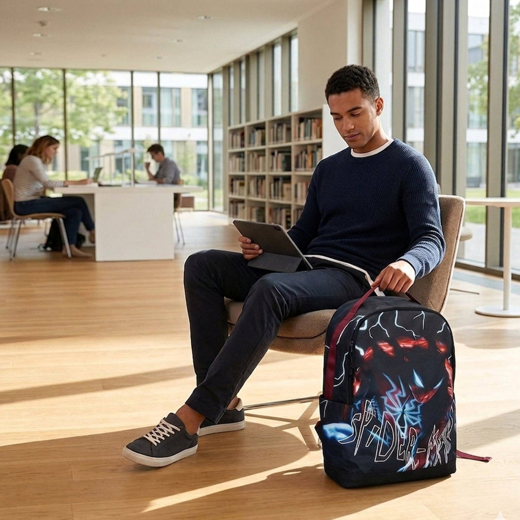 Spider-Man Classic Lightning Character Art 18.5” Adult Blue & Orange Backpack