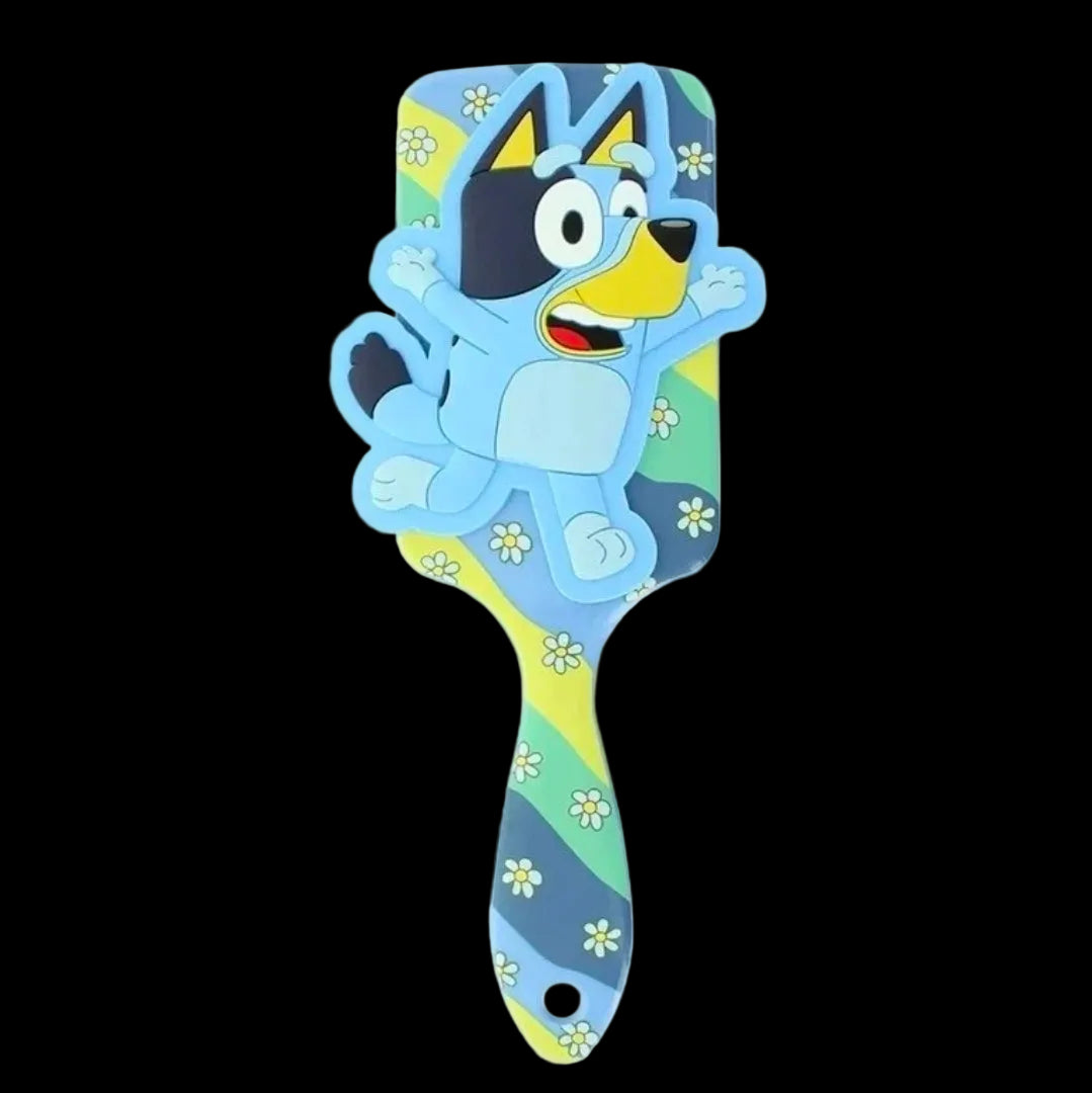 BLUEY PADDLE BRUSH W/RUBBER MOTIF